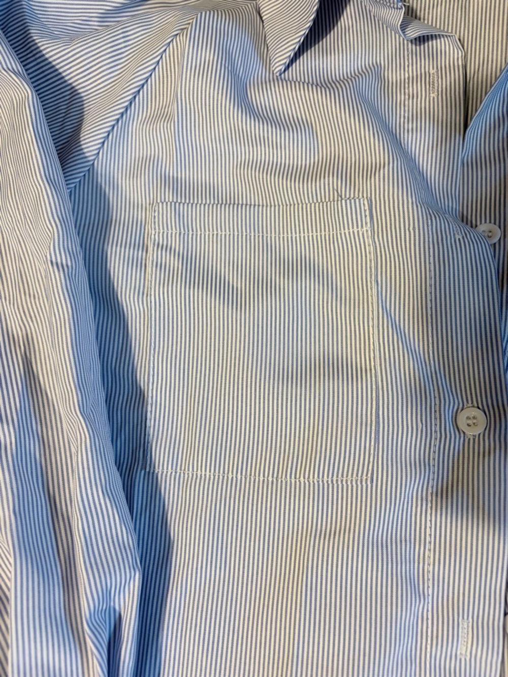 Blue Pinstripe Button-Up Shirt. Brand new. Never worn - Picture 3 of 4